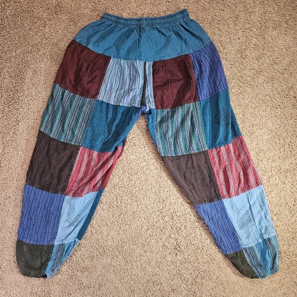 READ Kathmandu Imports Jogger Pants Small Patchwork Boho Nepal Cotton - Picture 2 of 8